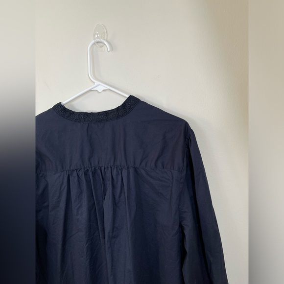 Chico's Elegant Blue Navy Women's Lace Trim Top Blouse Cotton Casual Career Sz 4 - Picture 11 of 16